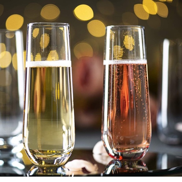 🆕 Stemless Glass Champagne Flutes, Set of Two Glasses, Party Holidays New Year - Picture 12 of 13